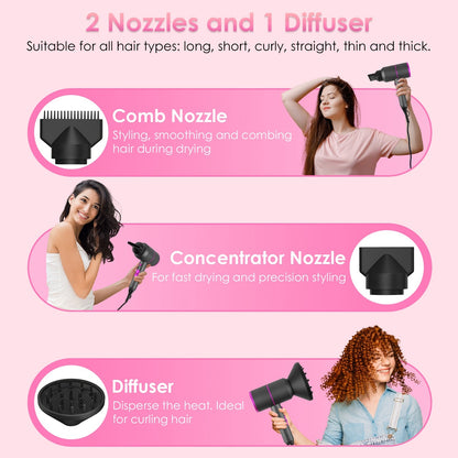 Hair Dryer Cool Warm Hot Wind With Diffuser Concentrato 1800W